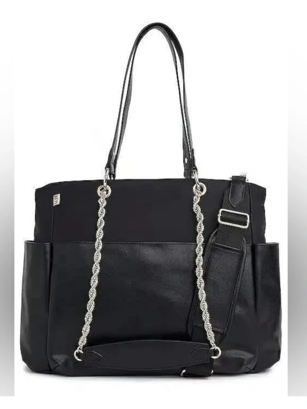BEIS Diaper Tote in Black with Chain Strap Add-On- NWOT